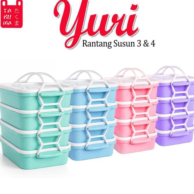 Rantang Susun Yuri - TAKUMA Plastik Warna Ungu Pink Biru Hijau untuk Lauk Kitchenware