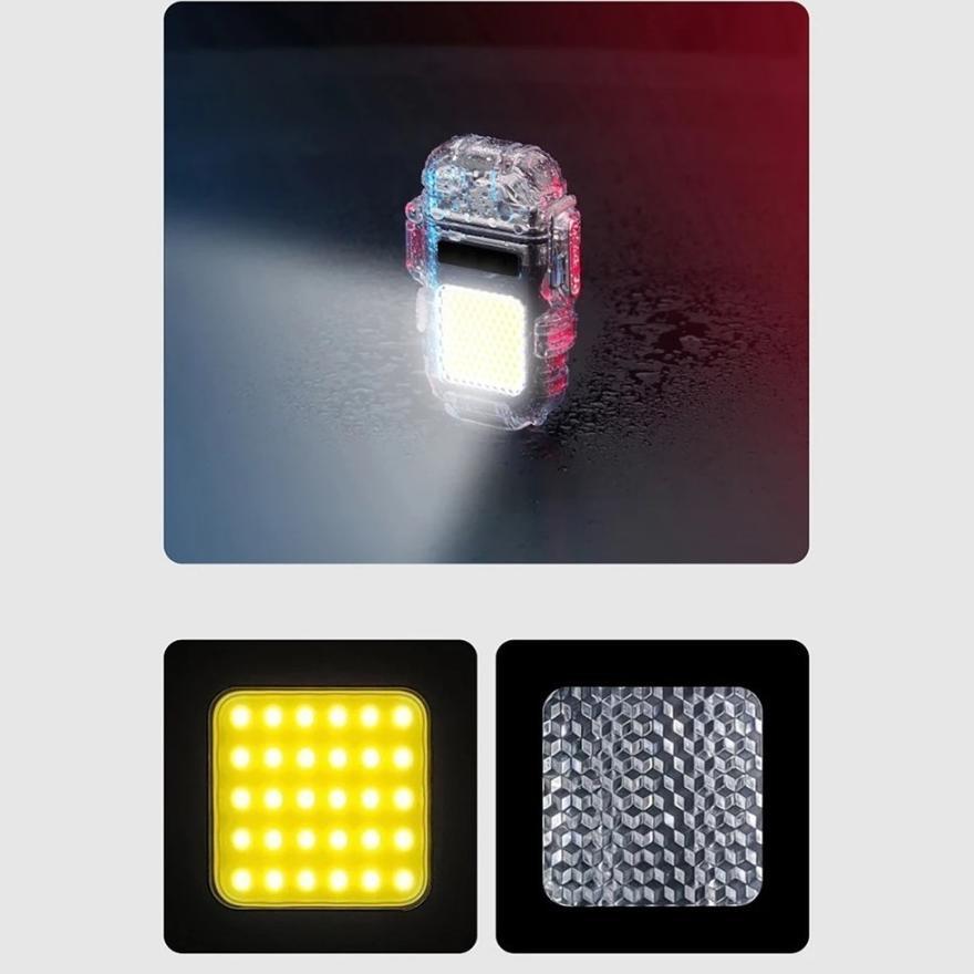 Korek Api Elektrik USB Type C LED 3 Mode Lampu Senter Mini 2in1 Tahan Air Pemantik Rokok Anti Angin 