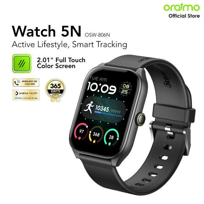 oraimo Watch 5N Smartwatch OSW-806N Jam Tangan Pintar Layar TFT 2.01" Bluetooth Baterai Tahan Lama T