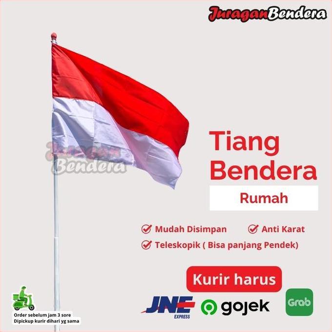 Bestseller- Tiang Bendera Rumah 4 Meter + Bendera Merah Putih Rumah