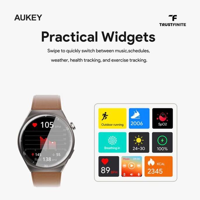 AUKEY SmartWatch 2 Ultra Amoled Display Waterproof Bluetooth Call SW-2U