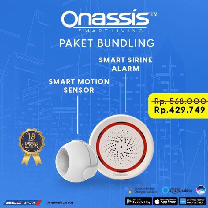 PAKET BUNDLING ONASSIS SMART HOME MOTION SENSOR + ONASSIS SIRINE ALARM Diskon