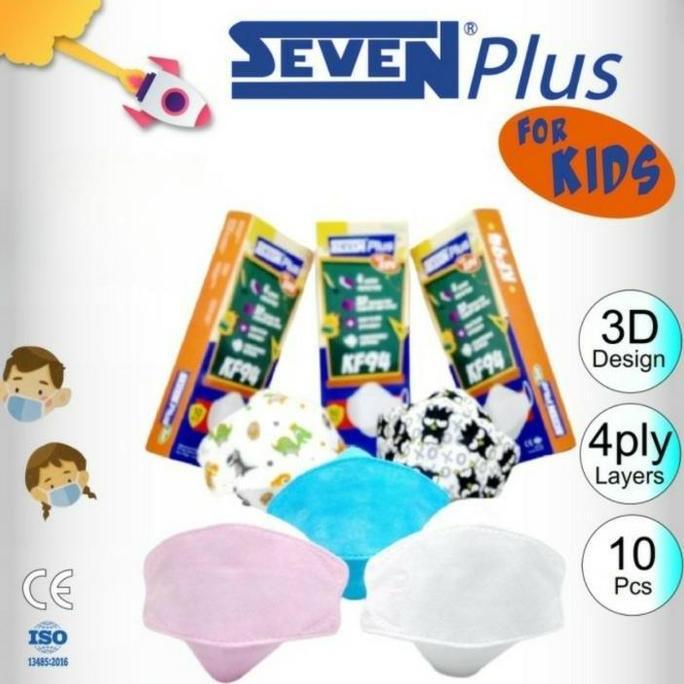 Bebasaja- Masker Seven Plus Kids Kf94 / Masker Anak Medis Kf 94 Isi 10