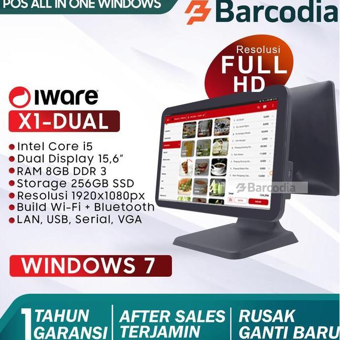 POS Windows i5 Kasir All In One IWARE X1 Dual Monitor Touch Screen