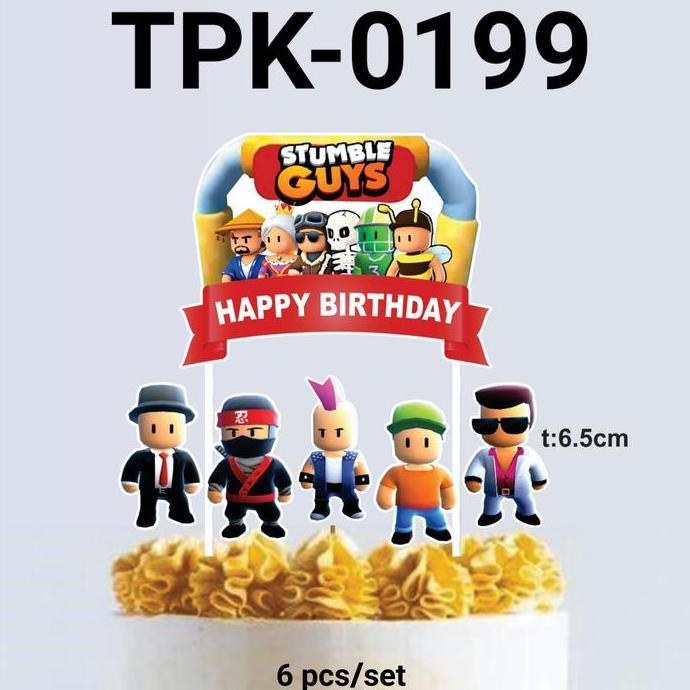 ------] TPK-0199 Topper kertas hiasan kue cake stumble guys stambel guy