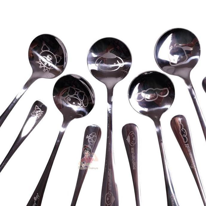 Temp- Sendok Set Garpu Sumpit Alat Makan Stainless Sanrioo Grafir Labubu Model