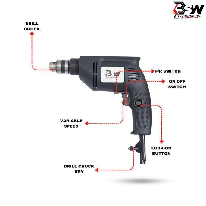 Superkit- Bsw Bor Kayu Besi 10Mm Bor 10Mm Bolak Balik Bor 10 Mm Bsw
