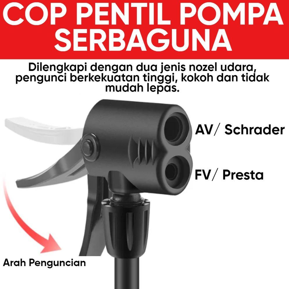 BARSAMTO COP POMPA DOBEL MOTOR/SEPEDA/FIXIE COP PENTIL POMPA SCHRADER PRESTA AV DAN FV SERBAGUNA SEP