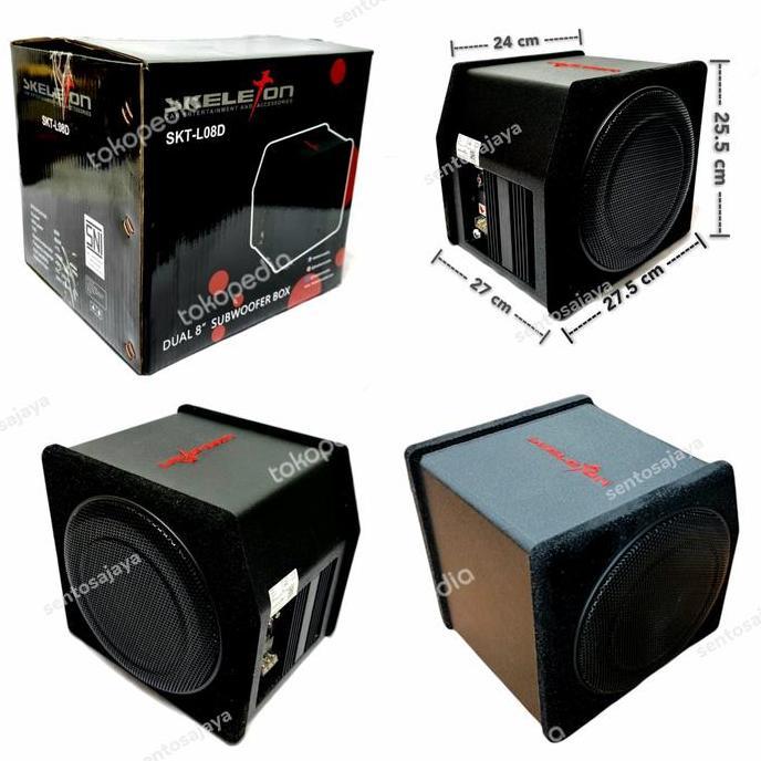Subwoofer Basstube Kotak Aktif Dual 8 Inch SKELETON SUB-L08D