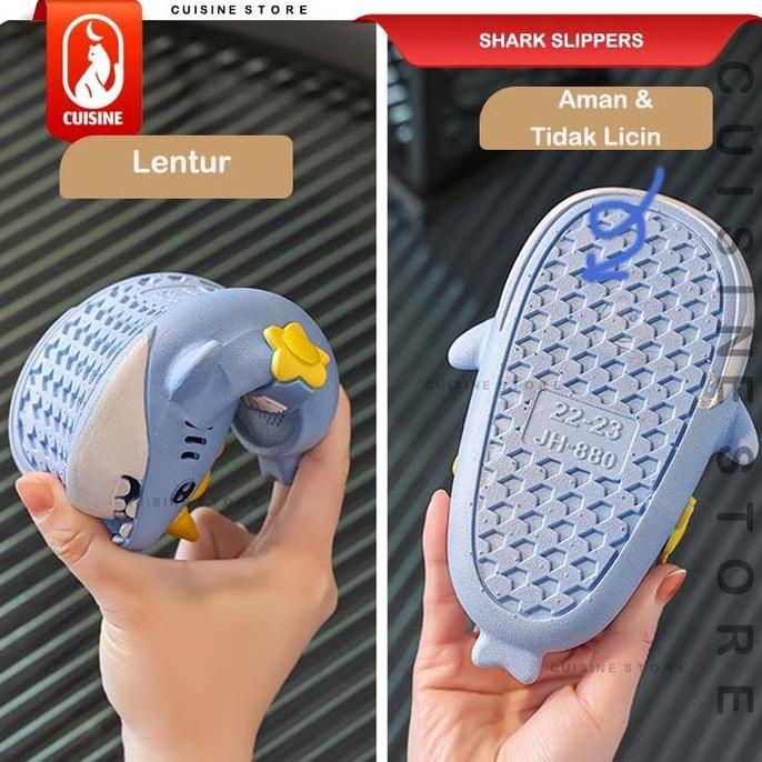 Funny- Sandal Selop Anak Shark Whale Family, Sendal Sepatu Karet Ikan Hiu Paus, Sandal Slop Tali Luc