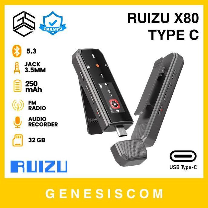 HARGA DISC - RUIZU X80 64GB - MP3 MP4 Player USB Type C Bluetooth 5.3 Voice Recorder Mini Portable H
