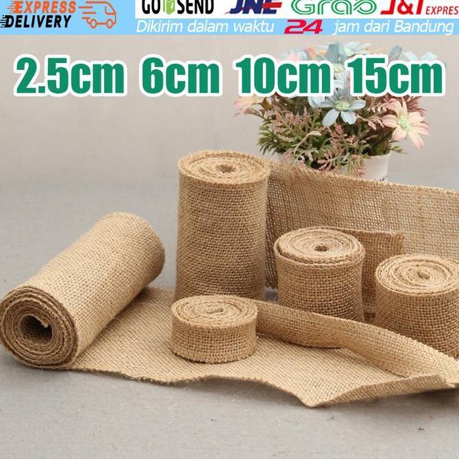 YUZABA Jute Ribbon 2.5/6/10/15cm x 5m - Burlap Ribbon - Pita Goni Polos