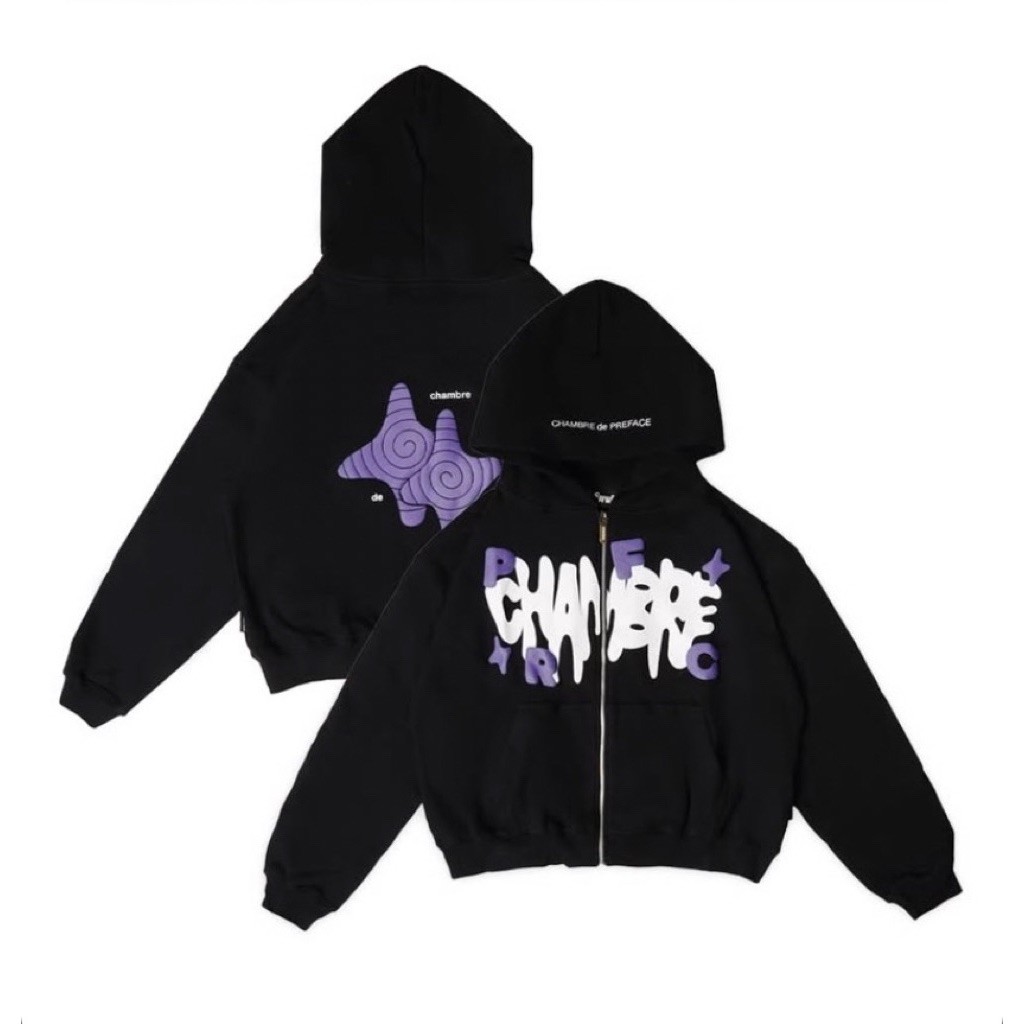 Zipper Hoodie Black Collaboration Limited Edition - CHAMBRE DE PREFACE