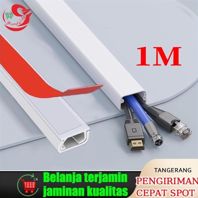 CALYEUM 1M Kabel Duct Cable Ducting Penutup Pelindung Kabel Tempel Dinding Lantai PVC Tray Kabel Lis