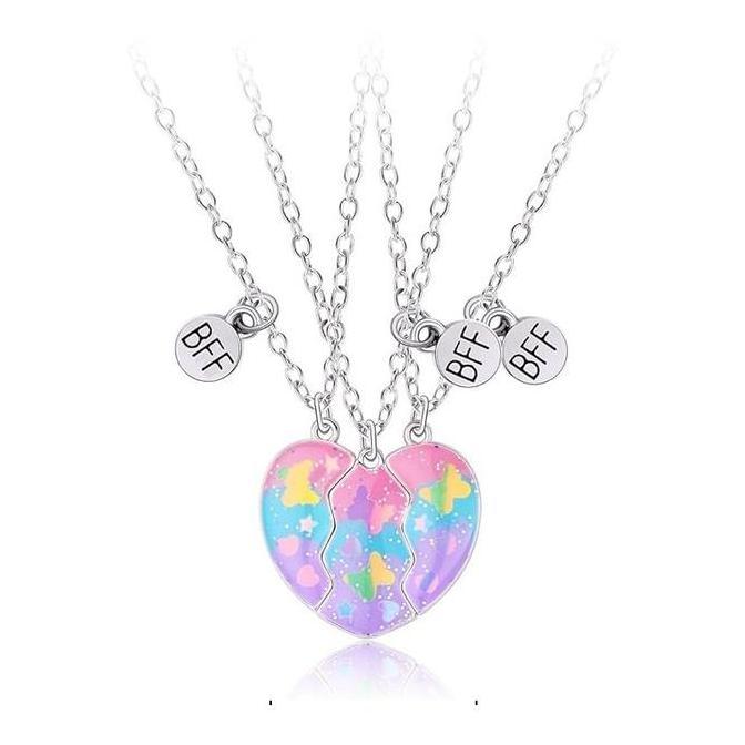 YUTUSAKA 3pcs Kalung Persahabatan 3 Orang Magnet Kalung Persahabatan BFF
