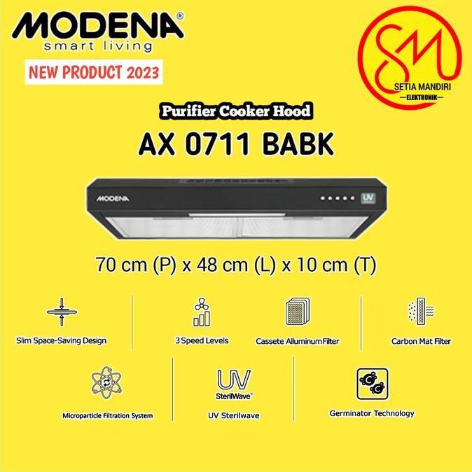 MODENA COOKER HOOD AX 0711 BABK GARANSI RESMI