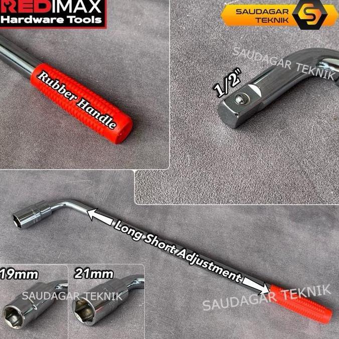 Kunci Roda Ban Mobil Tarik 19Mm 21Mm Redimax Kunci Gagang Sok L Tarik Telescopic
