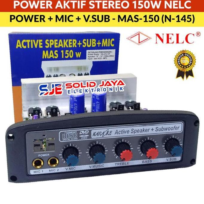 KIT POWER SPEAKER AKTIF 150W MAS150 N145 STEREO MIC SUBWOOFER SUB WOOFER MIK KARAOKE 150 W 150 WATT 