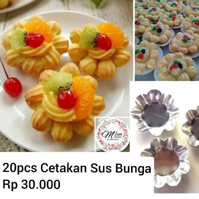 +%+%+%] 20pcs Cetakan Pie /Sus Bunga dan Pusher (penekan) adonan