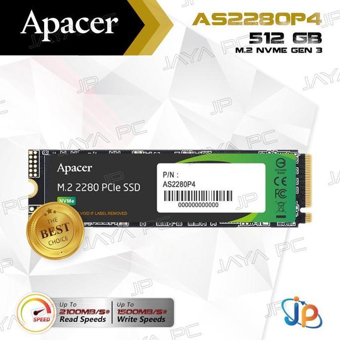 Bestseller- SSD Apacer AS2280P4 M.2 2280 Pcie Gen3 Nvme 512GB - M2 512 GB