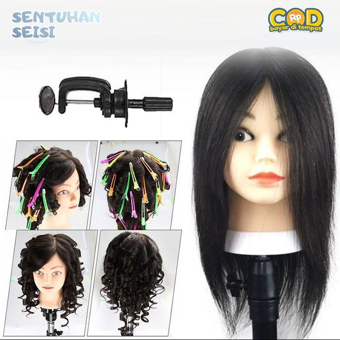 Bisa COD Manekin Rambut Asli Latihan Manekin Kepala Rambut Hair Mannequin Kepala Patung Rambut Haird