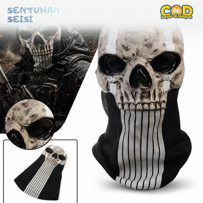 Bisa COD Call of Duty Ghost Mask Topeng Tengkorak Militer Balaclava Untuk Kostum Halloween Cosplay