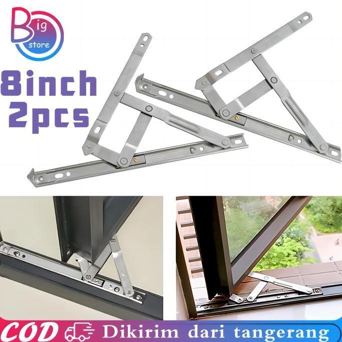 LEKCTROM 2pcs/Set Engsel Casement 8 Inch Engsel Casement Jendela Stainless Engsel Jendela Casement