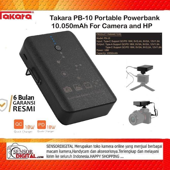 Takara PB-10 Portable Powerbank 10.050mAh for Camera Smartphone HP
