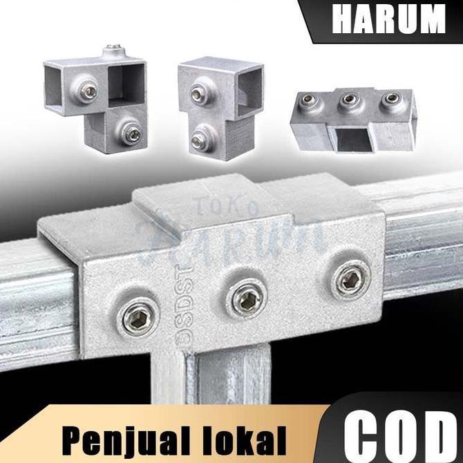 MUZACIO Sambungan Pipa Rak 20 Series Aluminium Konektor Tanpa Las Brackets Kuat untuk Pembuatan Lema