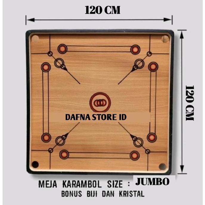 // Meja Karambol/Papan Karambol Ukuran Jumbo 120 X 120 Cm Gratis Biji Dan Kristal Karambol Pendidika