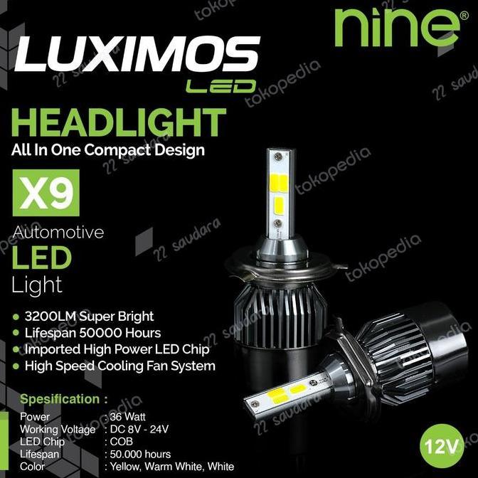 // Lampu Led Mobil 3 Warna X9 Eco9 Luminos Led H4/Hs1 Hi Low //