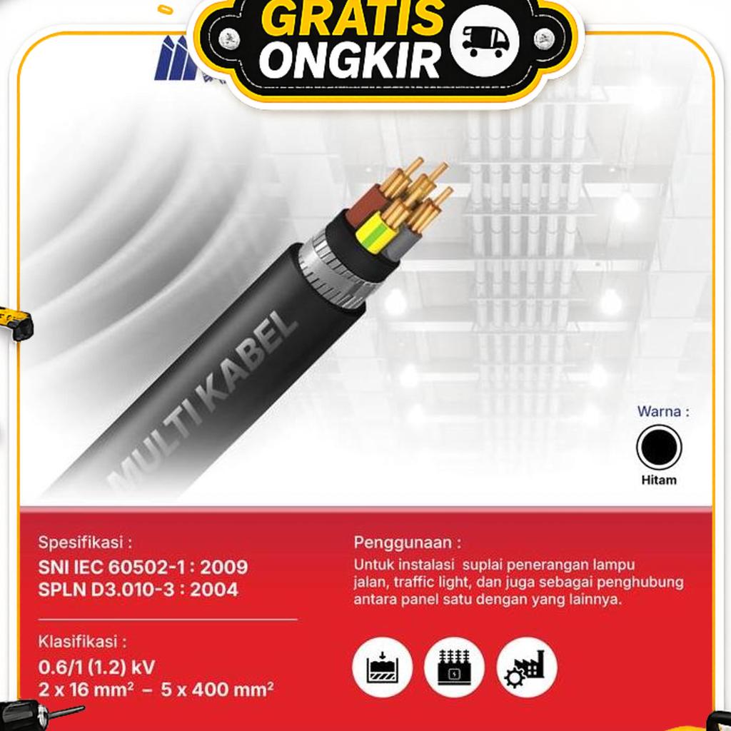 Multi Kabel-Kabel Nyfgby 4X6 Mm-Hitam-Permeter