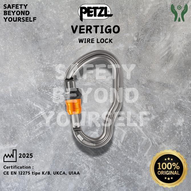 BEBAS ONGKIR - VERTIGO WIRE LOCK PETZL Carabiner 25 kN - Karabiner untuk Keselamatan Kerja di Keting