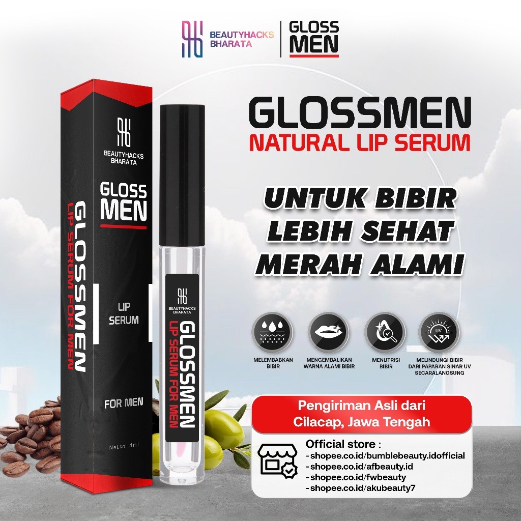 Lip Serum Bibir GLOSSMEN Pemerah Bibir Pria Wanita Mencerahkan Bibir Hitam Menjadi Merah Permanen