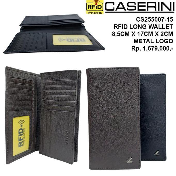 [CUCI GUDANG] CASERINI RFID Long Wallet CS255007-15 dan CS255008-15 Dompet Wanita Kulit Sapi Hitam d