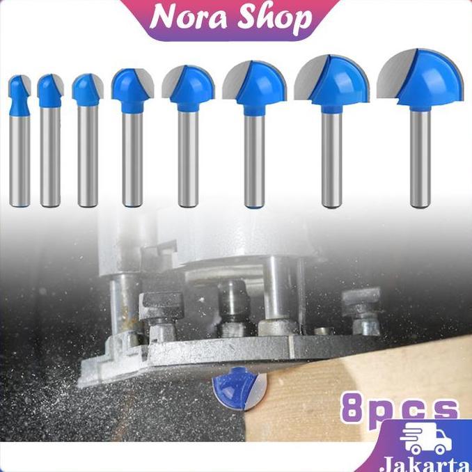 SHWARASA 8Pcs Mata Profil Router Bit Mata Profil Setengah Lingkaran Shank 6mm