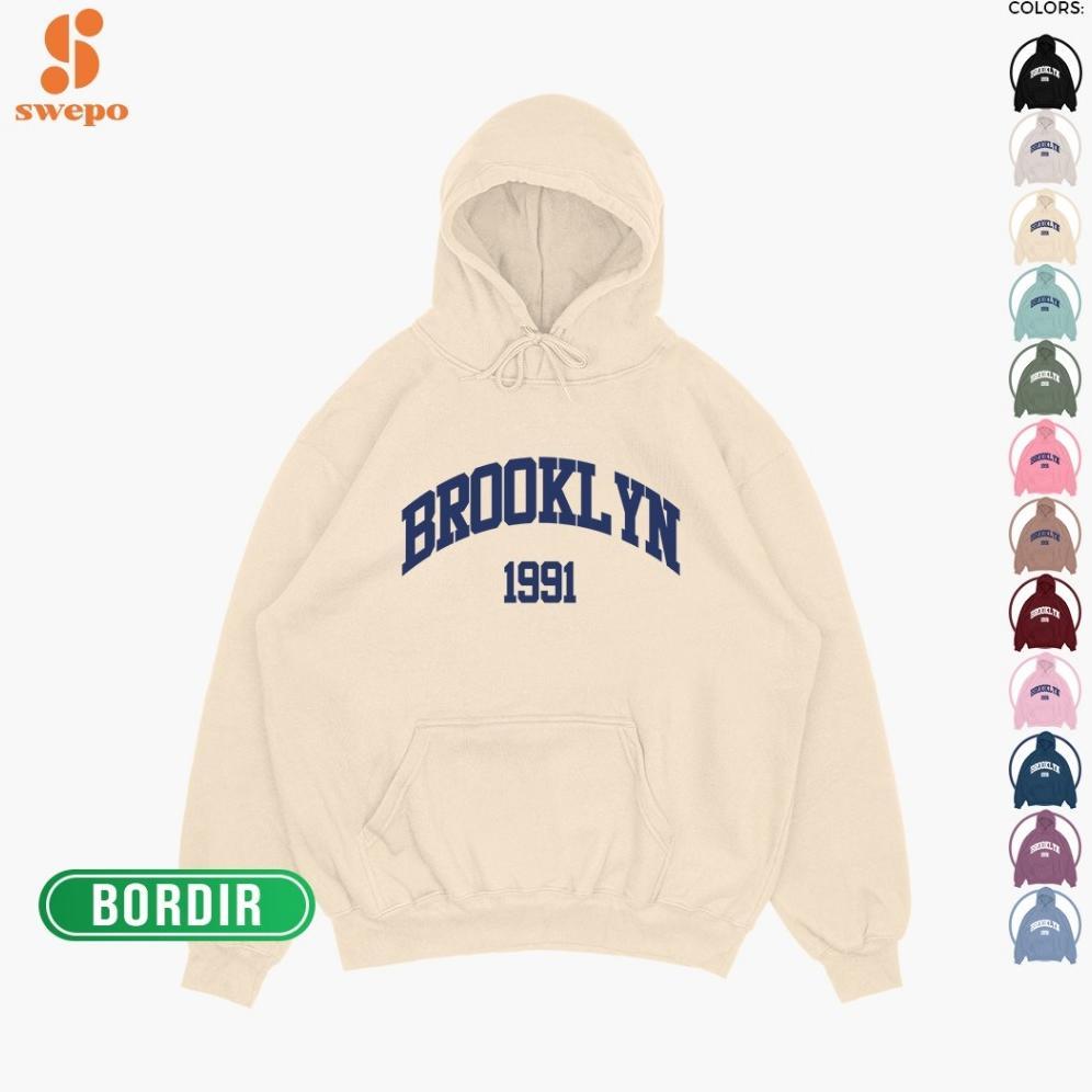 ORIGINAL SWEPO HOODIE JUMPER BROOKLYN 1991 (BORDIR) S-XXL (PRIA & WANITA)