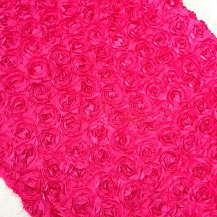 .........] Kain Backdrop Taplak Meja Satin Rosette Decoration Cloth - Fuchsia