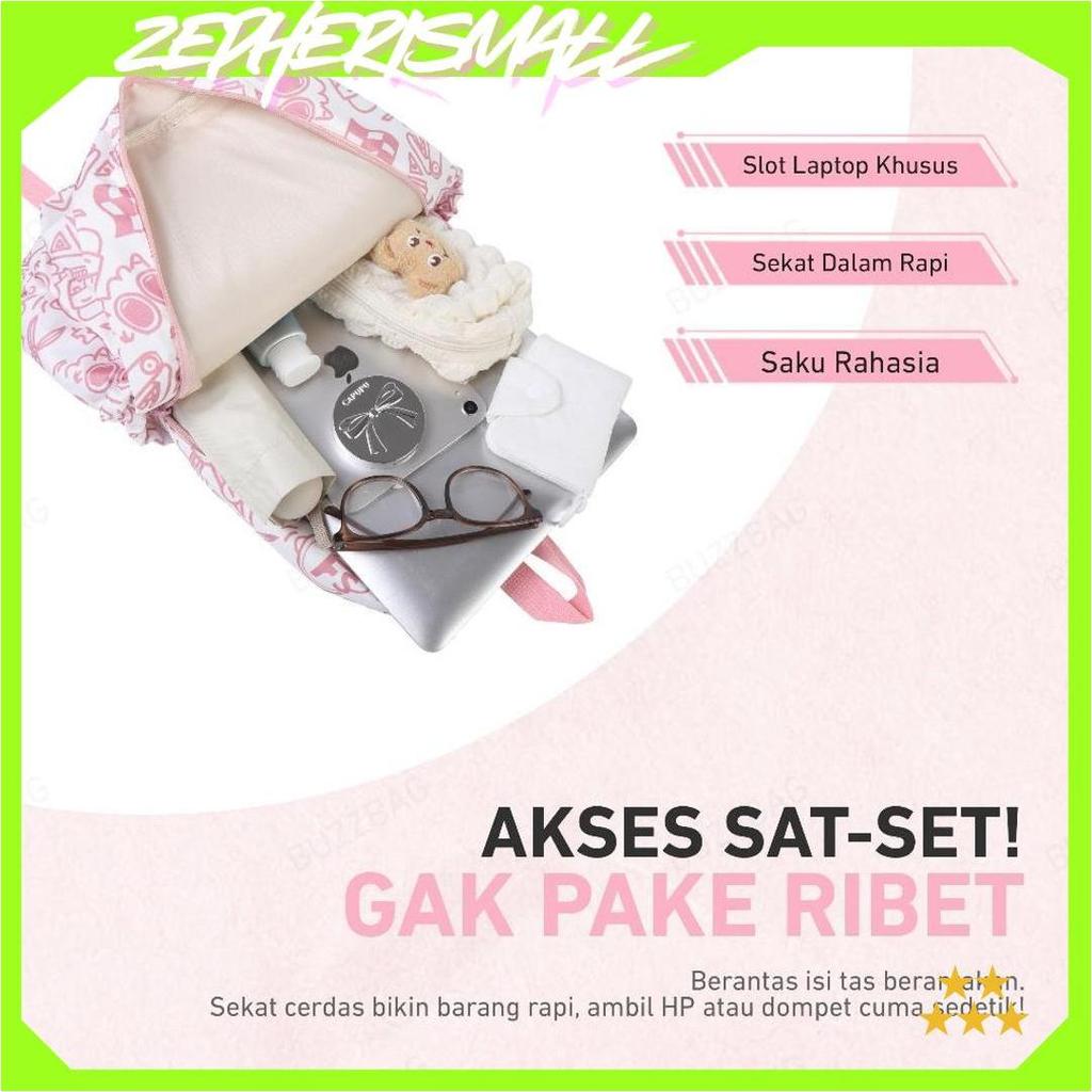 BUZZBAG - Tas sekolah pink aesthetic school bag aesthetic tas sekolah tas ransel laptop Sale