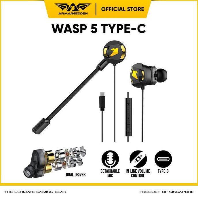 [CUCI GUDANG] Armaggeddon Headset Mobile Gaming Earphone WASP 5 Dual MicULTRA BASS Microphone Pc