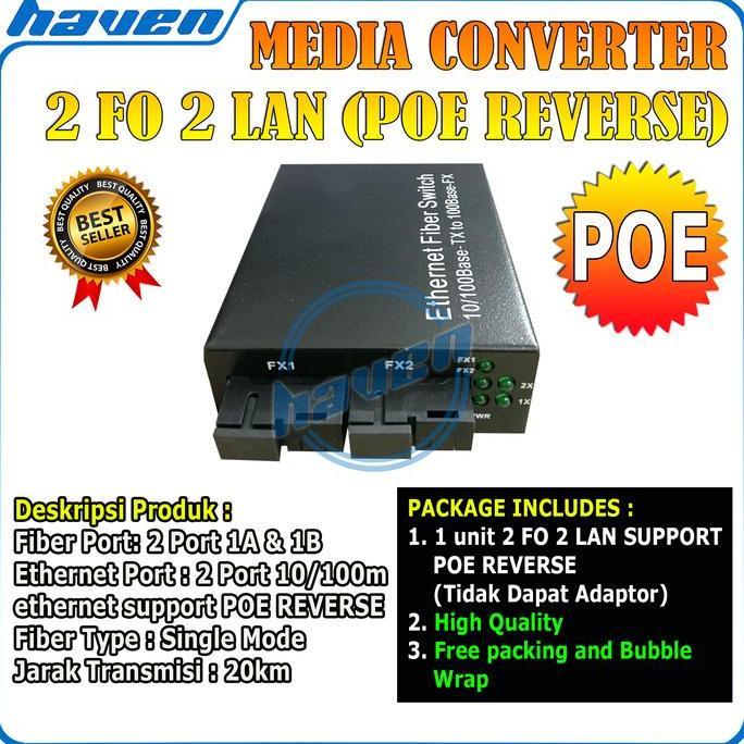 Media Converter 2 FO 2 LAN POE Switch Fiber Optic HTB 2 SC 10/100 Mbps
