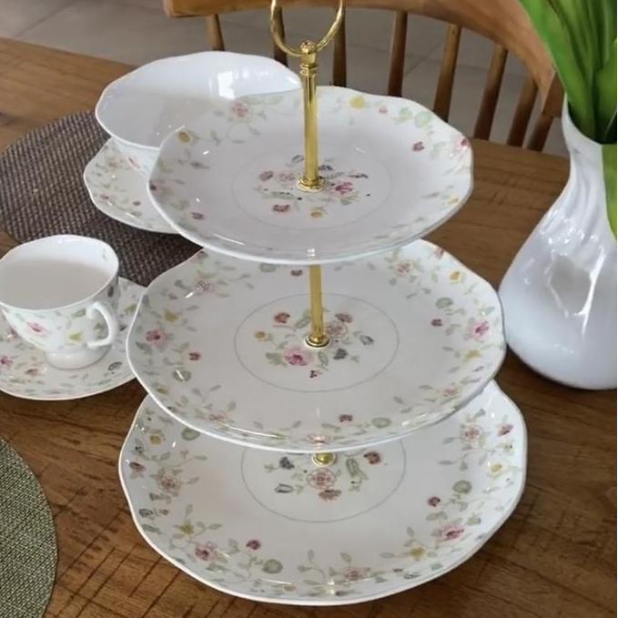 Michelle 3 Tier Cake Stand tempat kue st saint james ceramic tableware HT