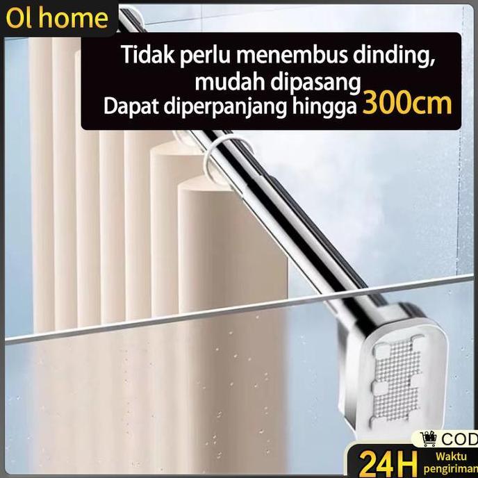 // Tiang Gorden Fleksibel Jemuran Baju Tiang Jemuran Portable Stainless //