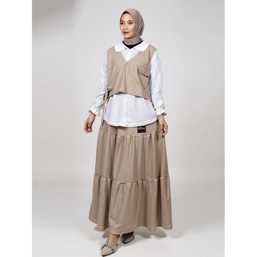 SETELAN WANITA GYL KEMEJA ROMPI DAN ROK PANJANG GL FASHION