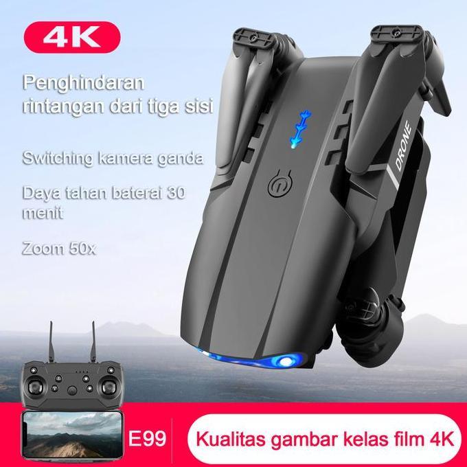 Roscloud Drone Rc E99, Kamera Kendali Jarak Jauh 4K Piksel, Mainan Terbang Kendali Jarak Jauh Wifi D
