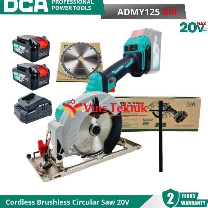 Promo Dca Admy125 Bm Mesin Gergaji Kayu Sirkel Baterai Cordless Brushless Circular Saw 5" 125Mm 20V 