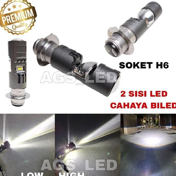 Bohlam Utama Motor Soket H6 Laser Led Cahaya Biled Hi Low Super Terang / Lampu Depan Motor Soket H6 