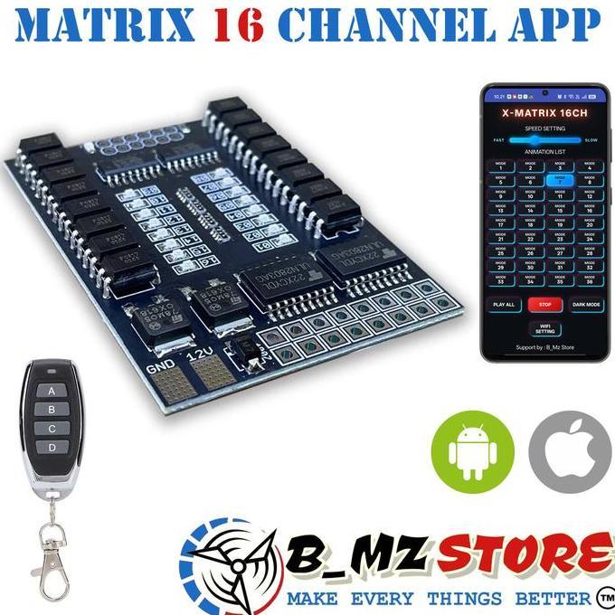 MODUL DRIVER RELAY SET MATRIX 16 CHANNEL MINI LASER D2 BILED - MODUL LED MATRIX 16 CH MINI LASER D2 