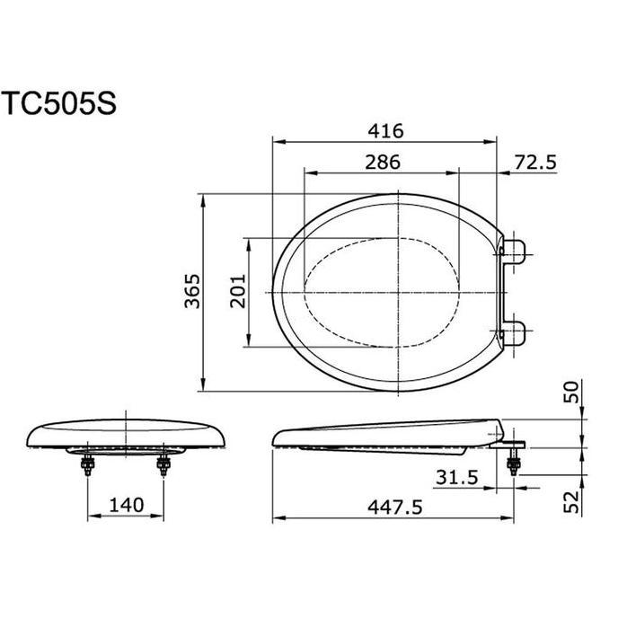 TOTO Tutup Kloset TC505S Soft Closing Putih Plastik Hinges Original untuk Tipe CW421J CW660NJ CW660P