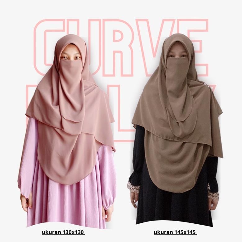 Hampir Habis Tsurayya - Hijab Set Cadar/Saja(tanpa cadar) Hijab Segiempat curve malay 130X130 / segi